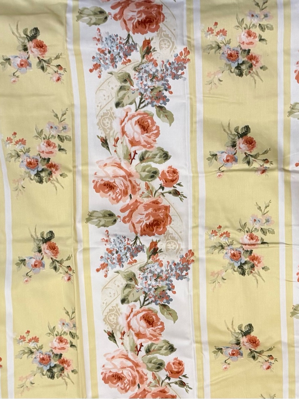 Croscill Floral Stripe Curtains in Pink, Green, Cream